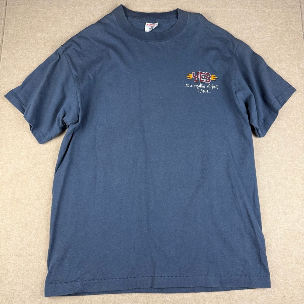 Vintage Tee Jays‎ Shirt Mens L Blue Black Christian Big Time Believer USA SS 90s
